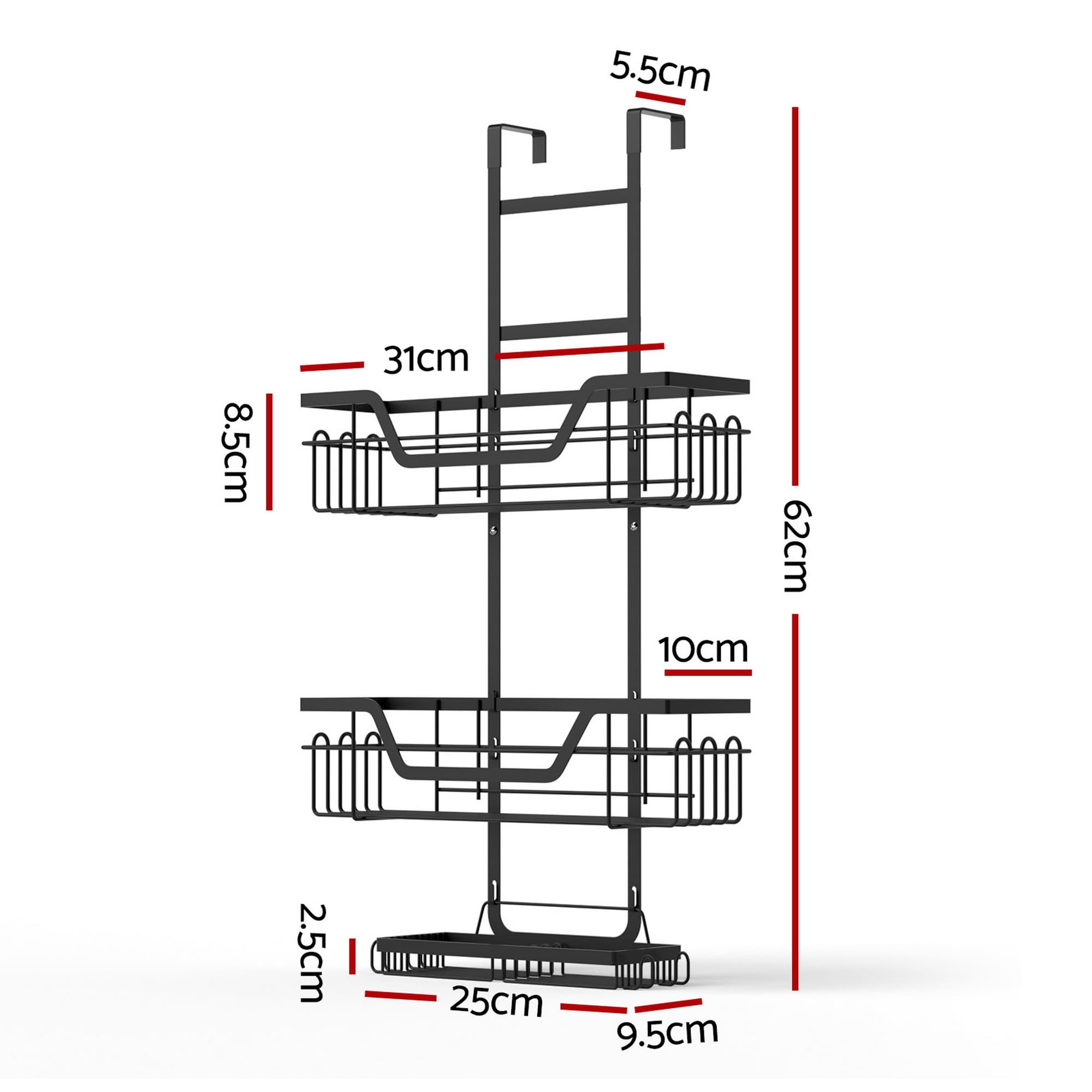 Artiss 3-Tier Over-Door Shower Caddy 3